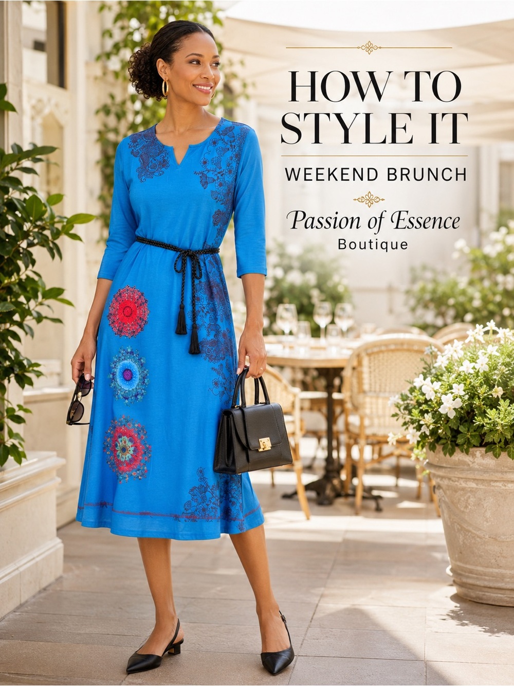 Michael K Turquoise Embellished Medallion Belted Midi Dress Size Medium